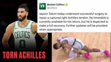 Long rehab ahead for Jayson Tatum following surgery to repair ruptured Achilles tendon